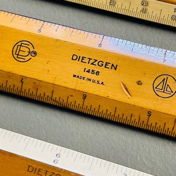 Vintage Dietzen Wooden Ruler Set - Collectible Measuring Tools - Picture 4 of 5